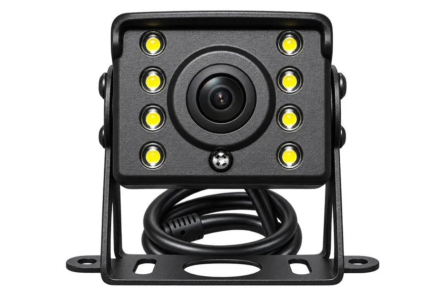 Cámara externa con ocho luces LED alrededor del lente y soporte en U.